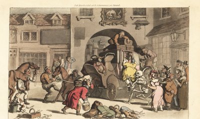 Death Helps a Matron onto the Last Stage by Thomas Rowlandson
