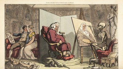 The Skeleton of Death Paints a Portrait of an Alderman by Thomas Rowlandson