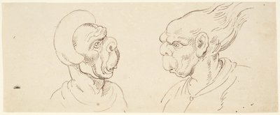 Two Caricatures: Male Heads by Thomas Rowlandson