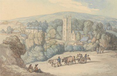 View of the Church and Village of St. Cue, Cornwall by Thomas Rowlandson