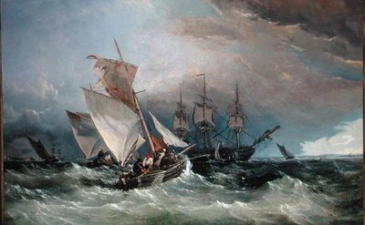 Shrimp Cutters off the Nore, Sheerness in the Distance, c.1854 by Thomas Sewell Robins