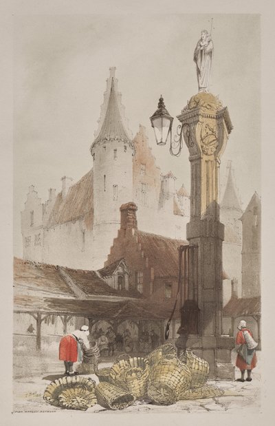 Picturesque Architecture in Paris, Ghent, Antwerp, Rouen: Fish Market, Antwerp, Belgium by Thomas Shotter Boys