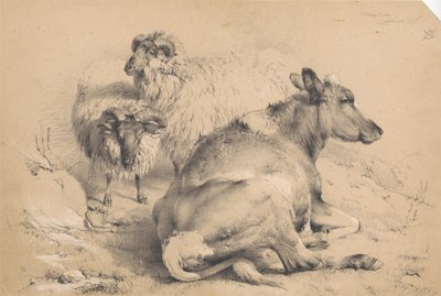 A Cow and Two Rams by Thomas Sidney Cooper