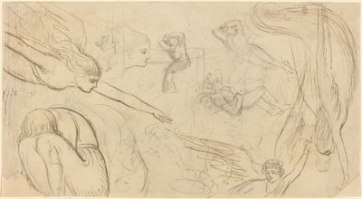 Sheet of Studies with Angels and Cowering Figures (Illustration for Macklin