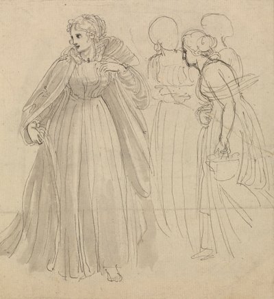 Study for Illustration - A Princess with her Attendants by Thomas Stothard
