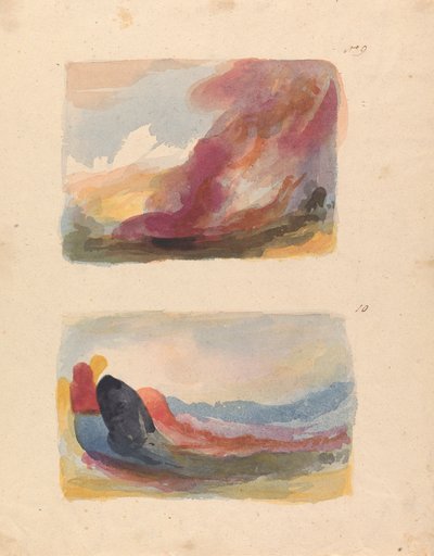 Two Drawings on One Sheet: Landscape - Color Wash, Titian (No. 9); Landscape - Color Wash, Rubens (No. 10) by Thomas Sully