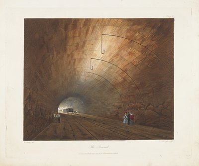 The Tunnel. From Coloured Views on the Liverpool and Manchester Railway by Thomas Talbot Bury