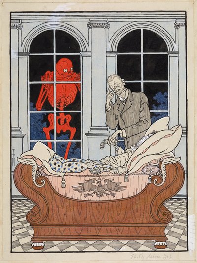 The Dying Reichstag; Simplicissimus XV/49, 1911 by Thomas Theodor Heine
