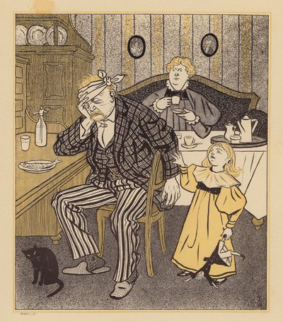 Man Nursing a Hangover After Overindulging on Carnival Night by Thomas Theodor Heine
