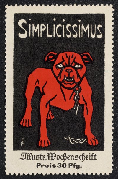 Advertising stamp „Simplicissimus 30 Pfg.“ by Thomas Theodor Heine