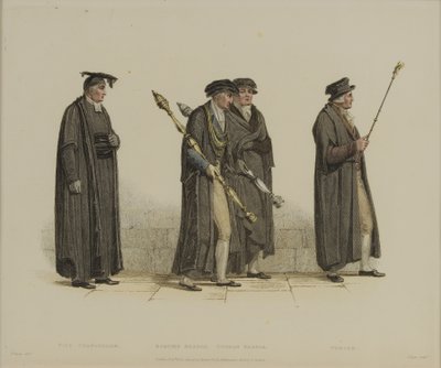 Vice Chancellor, Esquire Beadle, Yeoman Beadle, Verger, engraved by J. Agar, published in R. Ackermann