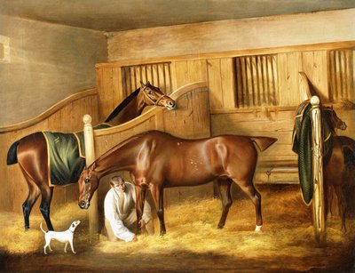 Hunters in a Stable with a Groom by Thomas Weaver