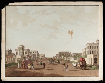 Old Court House Street Looking South from the Views of Calcutta by Thomas und William Daniell