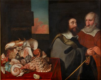 John Tradescant the Younger with Roger Friend and a Collection of Exotic Shells, 1645 by Thomas de Critz