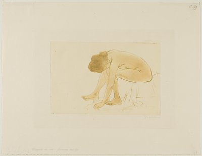 Seated Woman Wiping Her Feet by Théophile Alexandre Pierre Steinlen