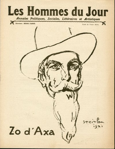 Cover of "Les Hommes du Jour", Satirical in B & W by Théophile Alexandre Steinlen