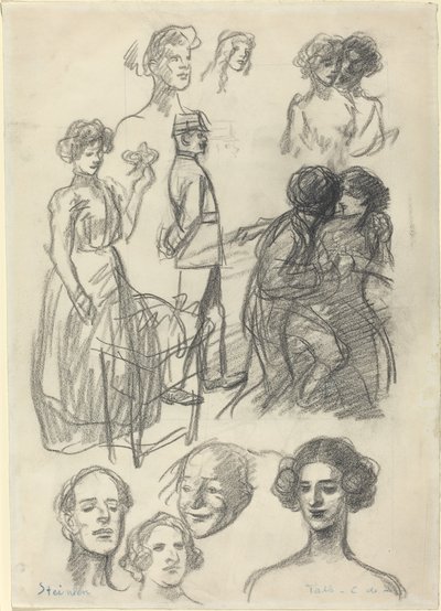Sketches for Lovers on a Bench by Théophile Alexandre Steinlen