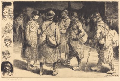 Soldiers on Leave - Night Scene Permissionnaires - Effet de Nuit, 1916 by Théophile Alexandre Steinlen