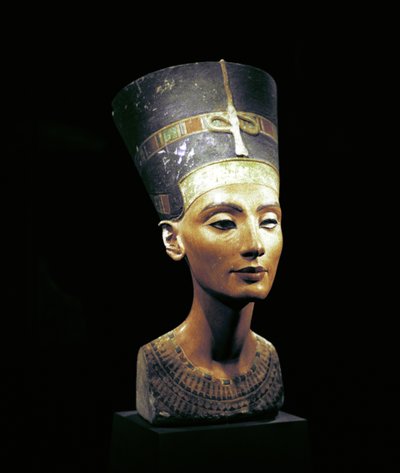 Bust of Nefertiti (c1370- c1330 BC) Great Royal Wife to the Egyptian Pharaoh Akhenaten. Nefertiti and Her Husband were Known for a Religious Revolution. They Started to Worship One God Only, Aten, the Sun