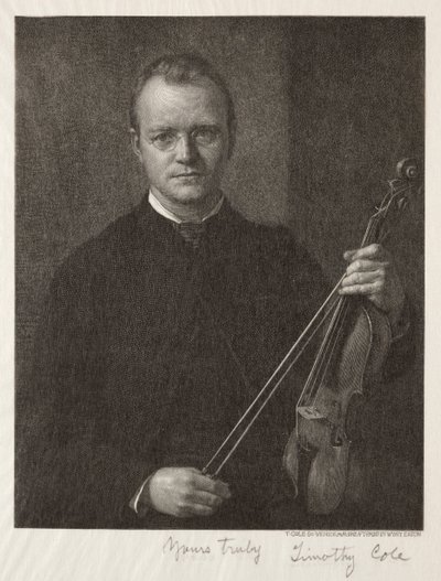 Old Italian Masters: Portrait of Timothy Cole Man with Violin, 1892 by Timothy Cole
