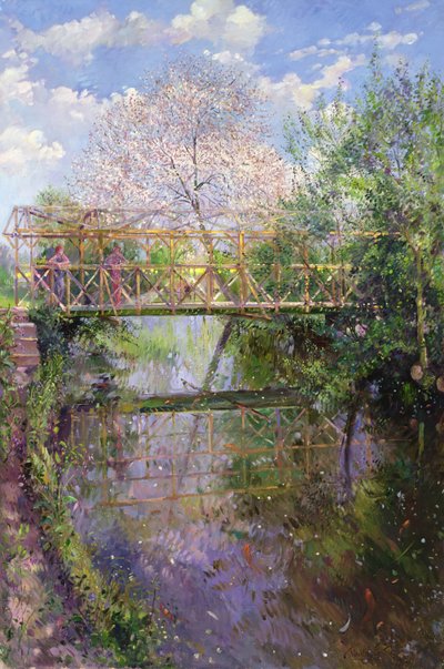 Flowering Cherry and Trellis Bridge by Timothy Easton