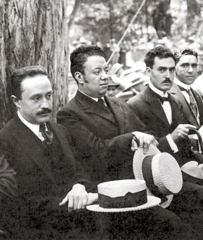 Jose Vasconcelos and Diego Rivera during an outdoor event at Chapultepec Park, Mexico City, 1921 by Tina Modotti