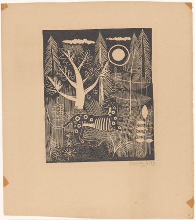 Forest Scene with Leopard by Tinus van Doorn (signed by artist)