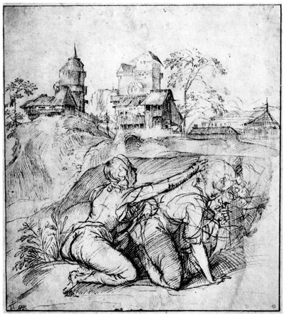 Landscape with Two Youths, c1510 by Tiziano Vecelli