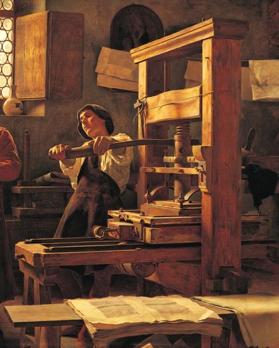 The printer Bernardo Cennini in his workshop by Tito Lessi