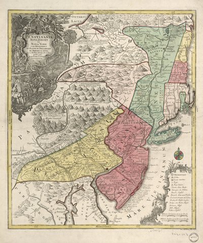 Map of New England and Northern Chesapeake Region by Tobias Conrad Lotter