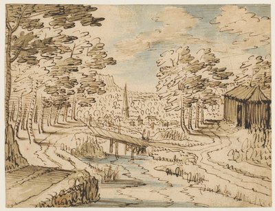 Landscape with Bridge by Tobias Verhaecht (circle of)