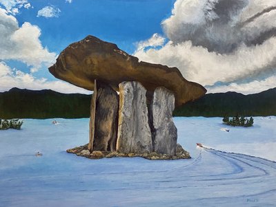 Ancient Dolmen Lake Scene by Tom Blood