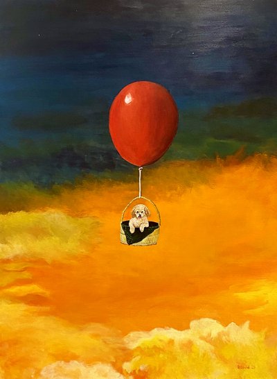 Flying Puppy Balloon by Tom Blood