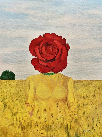 Rose Head Yellow Field by Tom Blood