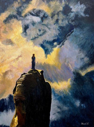 Woman Golden Sky Summit by Tom Blood