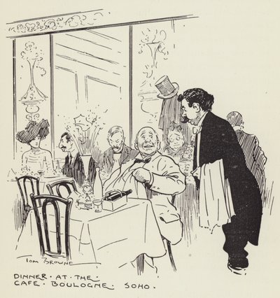 Dinner at the Cafe, Boulogne, Soho by Tom Browne