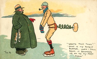 Man with a Device for Returning Him to His Feet if He Falls Down When Ice Skating by Tom Browne