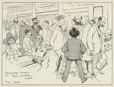 Saturday Night at the Savage Club, The Bar by Tom Browne
