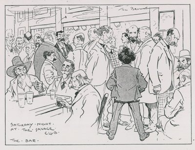 Saturday night at the Savage Club bar by Tom Browne