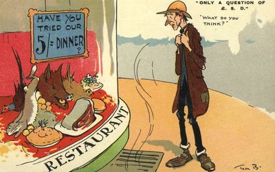 Tramp Looking in a Restaurant Window by Tom Browne