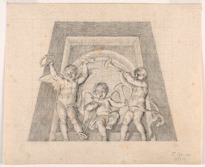 Three Putti with Trumpets, Design for Lunette of the Sala delle Muse, Museo Pio-Clementino, Vatican by Tommaso Maria Conca
