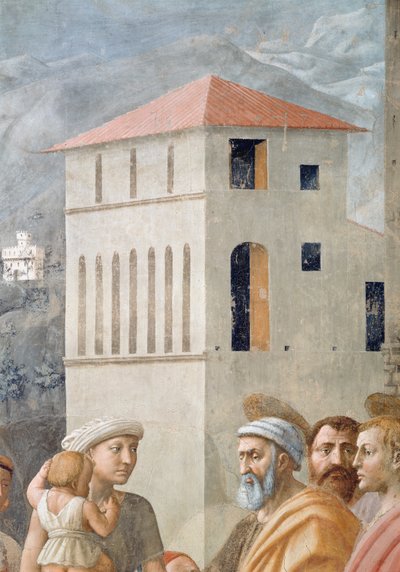 St. Peter Distributing the Common Goods of the Church, and the Death of Ananias (detail) by Tommaso Masaccio