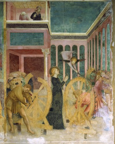 Saint Catherine rescued by an Angel by Tommaso Masolino da Panicale