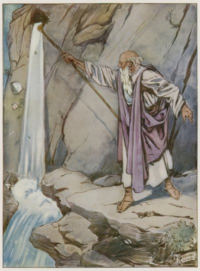 Moses striking the rock to bring forth water by Tony Sarg