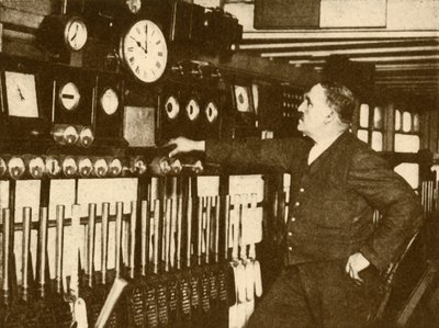 Recording Daily Time Signal at Liverpool Street Station, London and North Eastern Railway, 1930 by Topical Press Agency