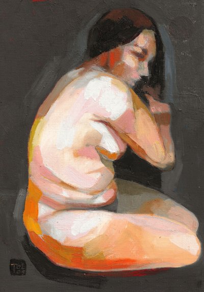 Contemplative Nude Woman by Tore Bahnson