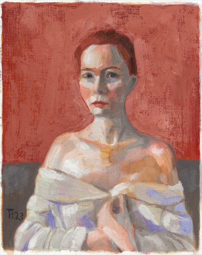 Expressive Red Portrait by Tore Bahnson