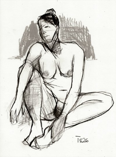 Expressive Seated Nude by Tore Bahnson