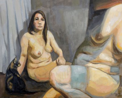 Nude Woman With Cat by Tore Bahnson