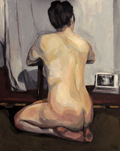 Nude Woman with Laptop by Tore Bahnson